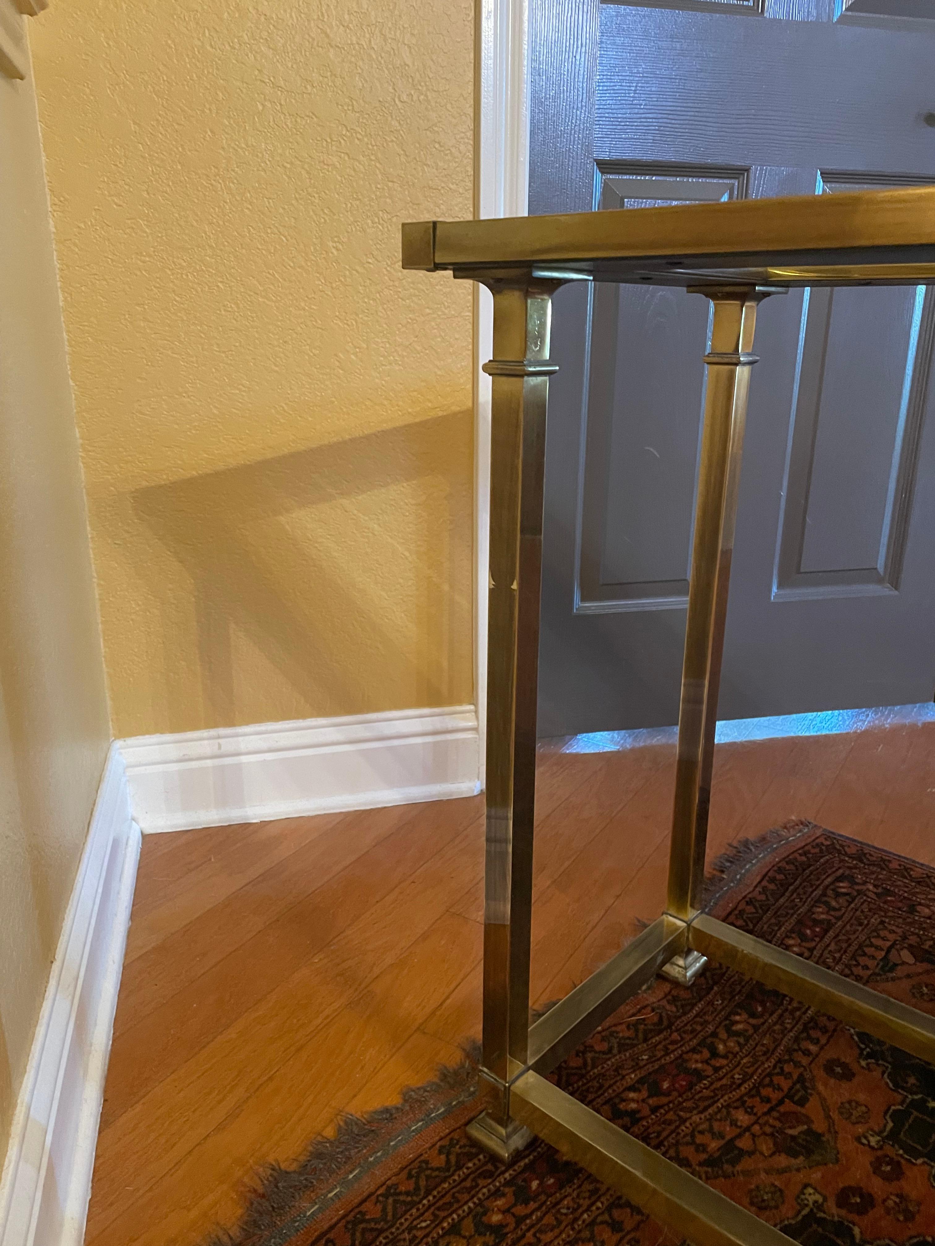 MCM Brass and Glass Console Table For Sale 3