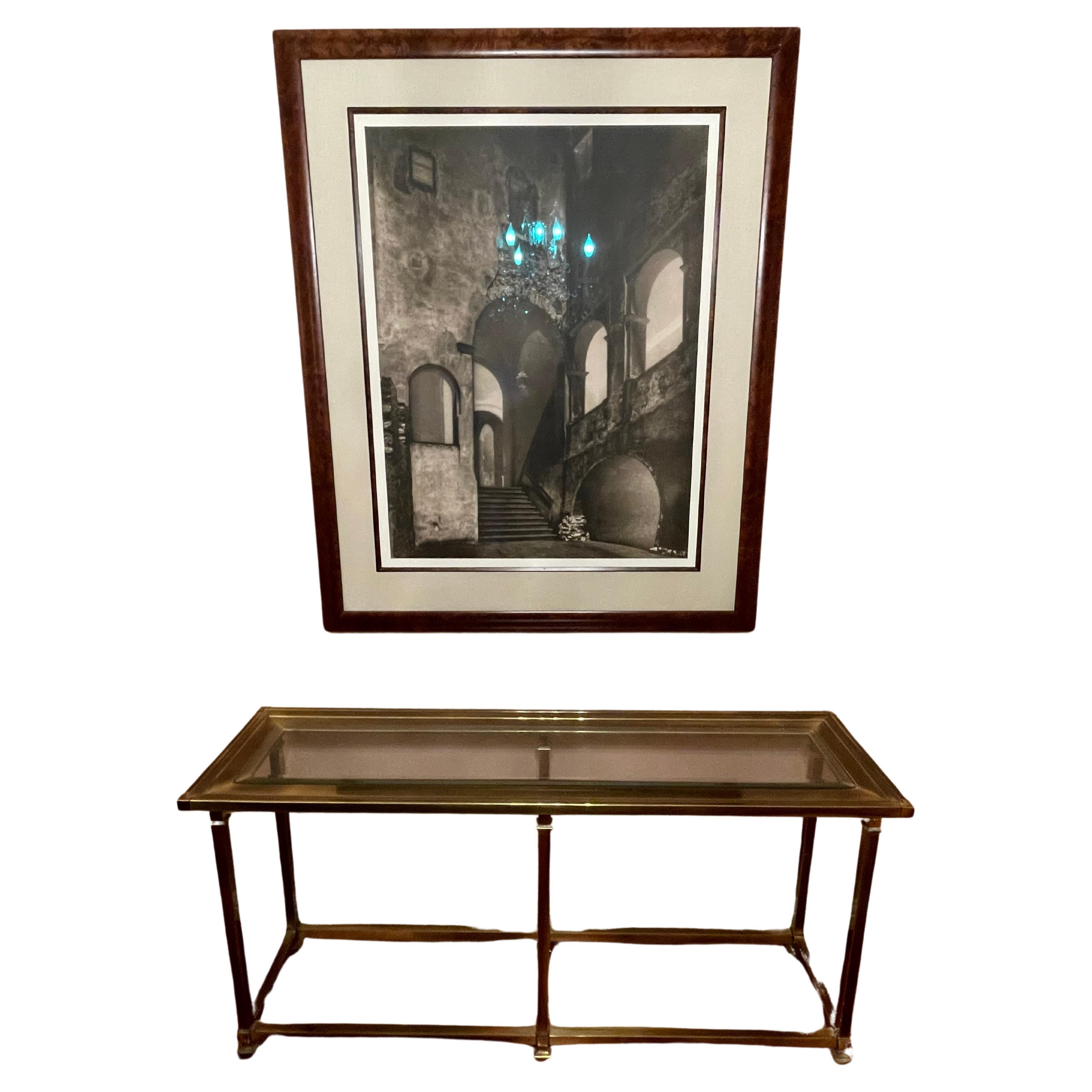 MCM Brass and Glass Console Table