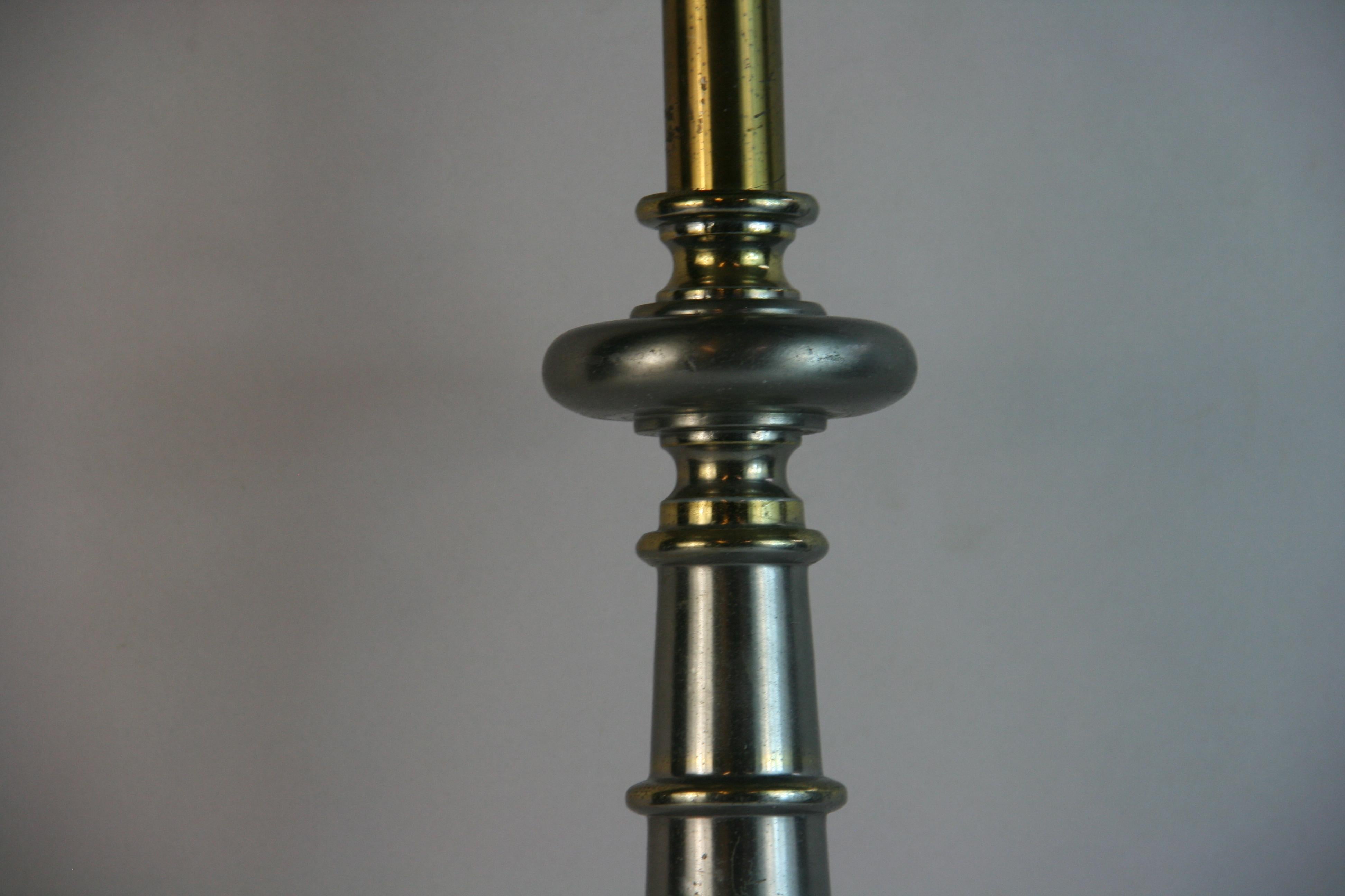 Metal MCM Brass and Pewter Single Lamp For Sale