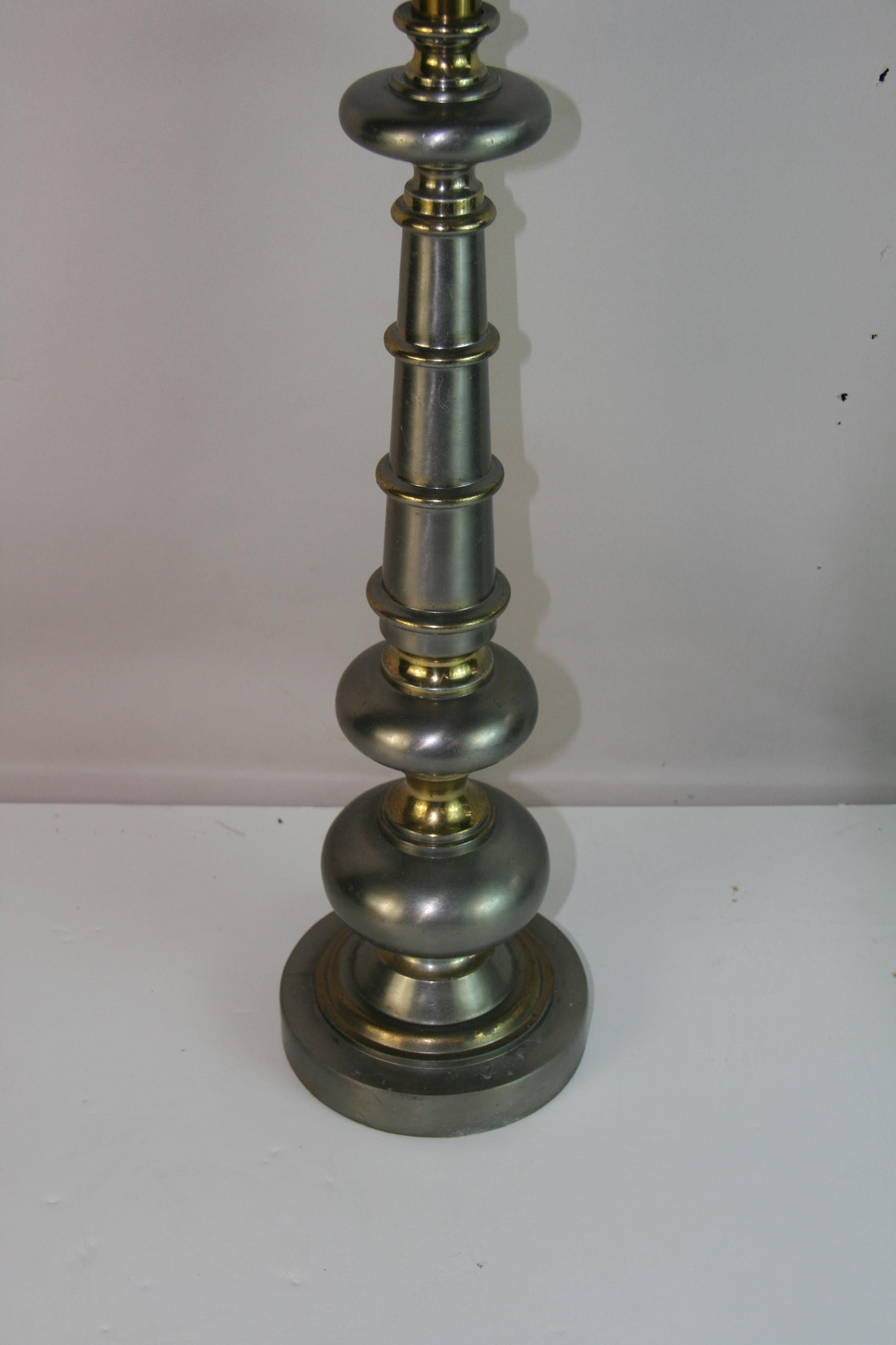 MCM Brass and Pewter Single Lamp For Sale 2