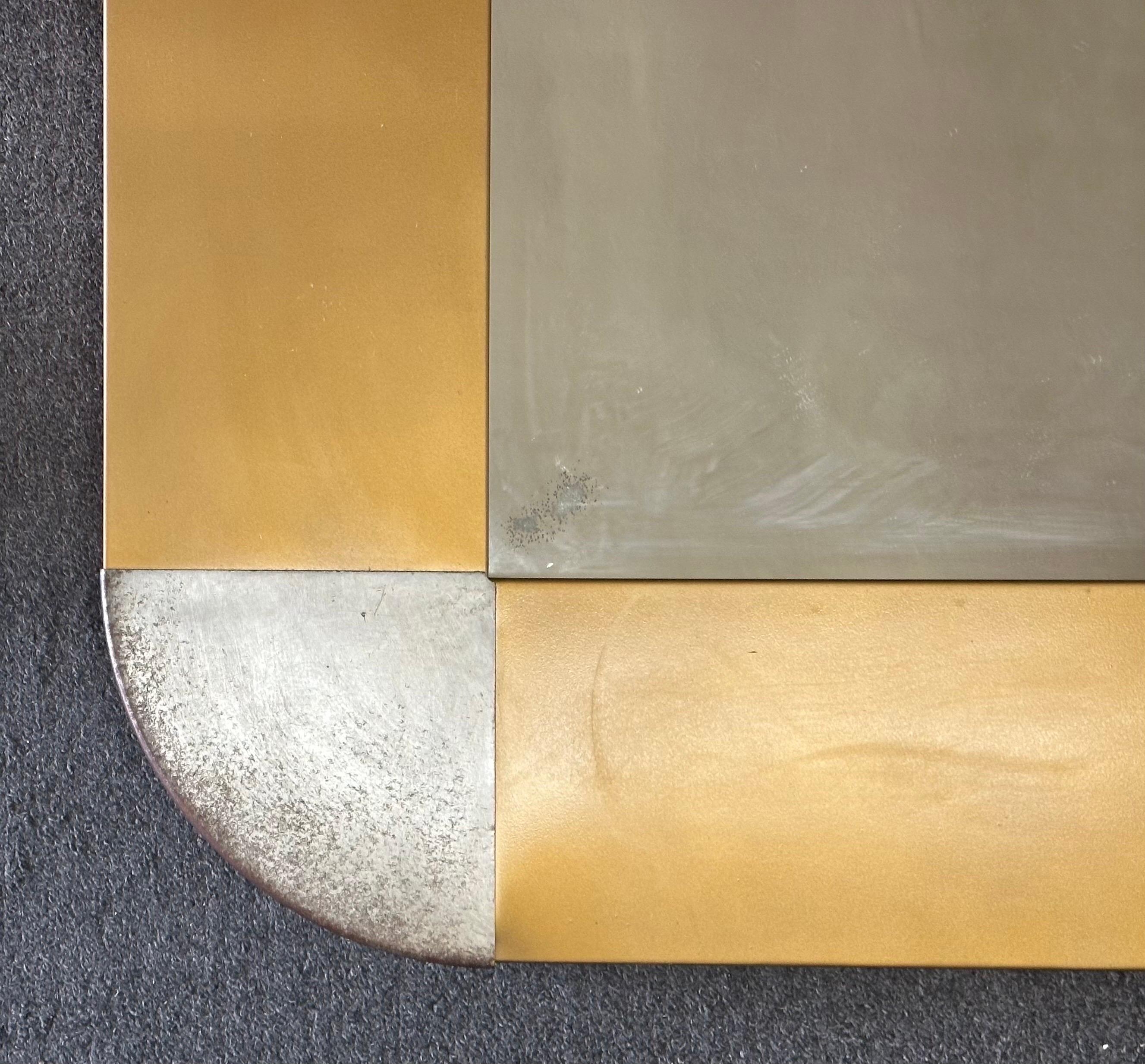 MCM Brass and Steel Rectangle Mirror by Curtis Jere for Artisian House For Sale 3