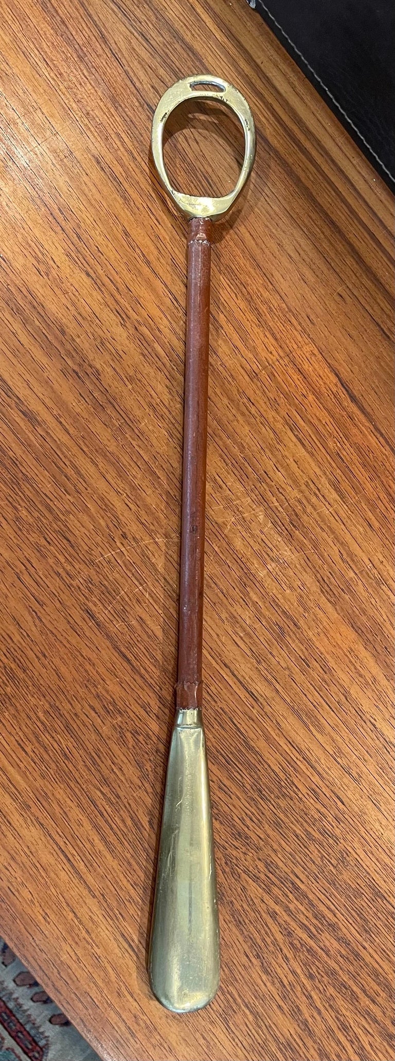 MCM Brass / Leather Long Shoehorn in the Style of Jacques by