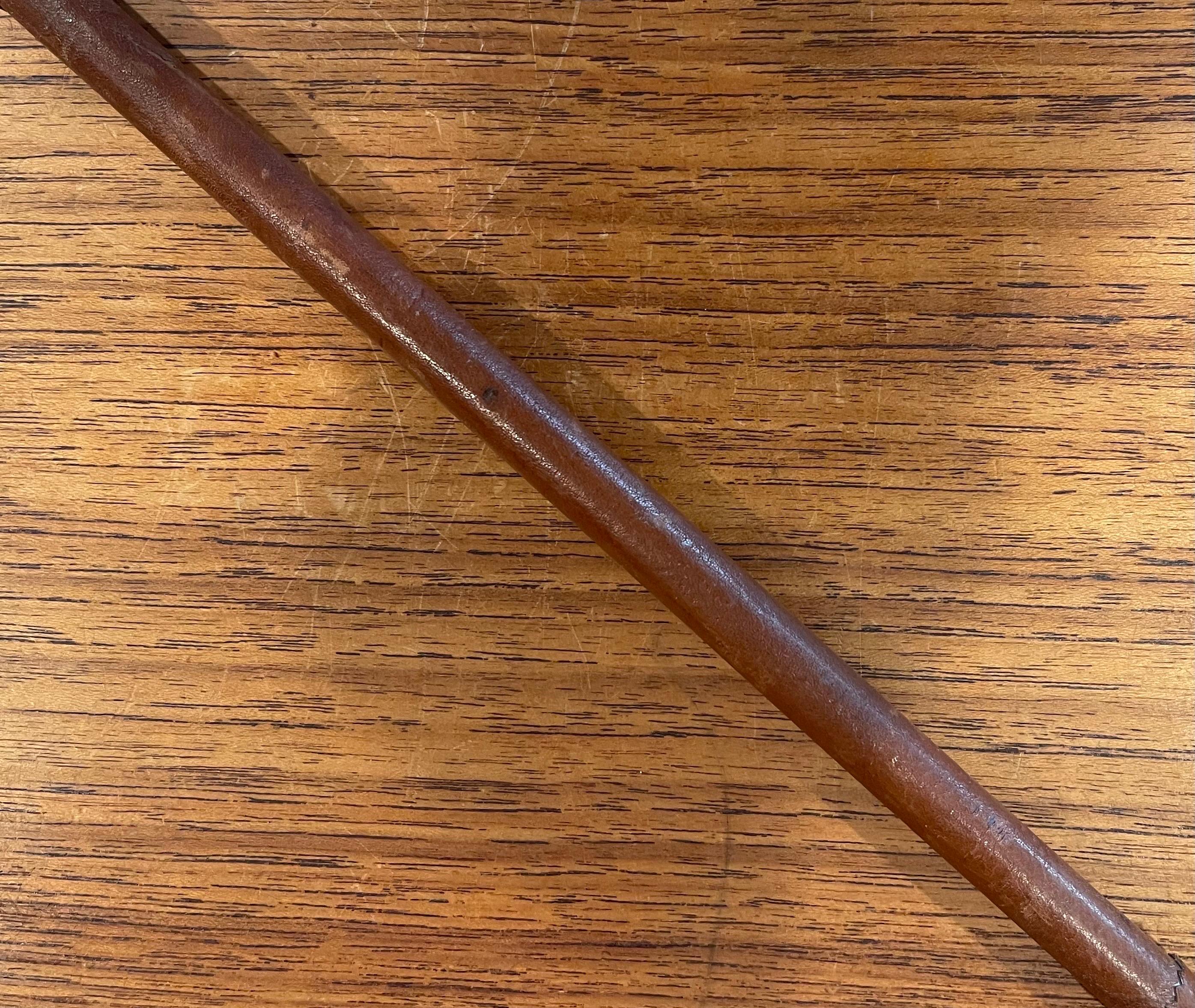 20th Century MCM Brass / Leather Long Shoehorn in the Style of Jacques Adnet by Arfango For Sale