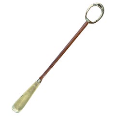 MCM Brass / Leather Long Shoehorn in the Style of Jacques Adnet by Arfango