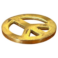 MCM Brass Peace Sign Paperweight