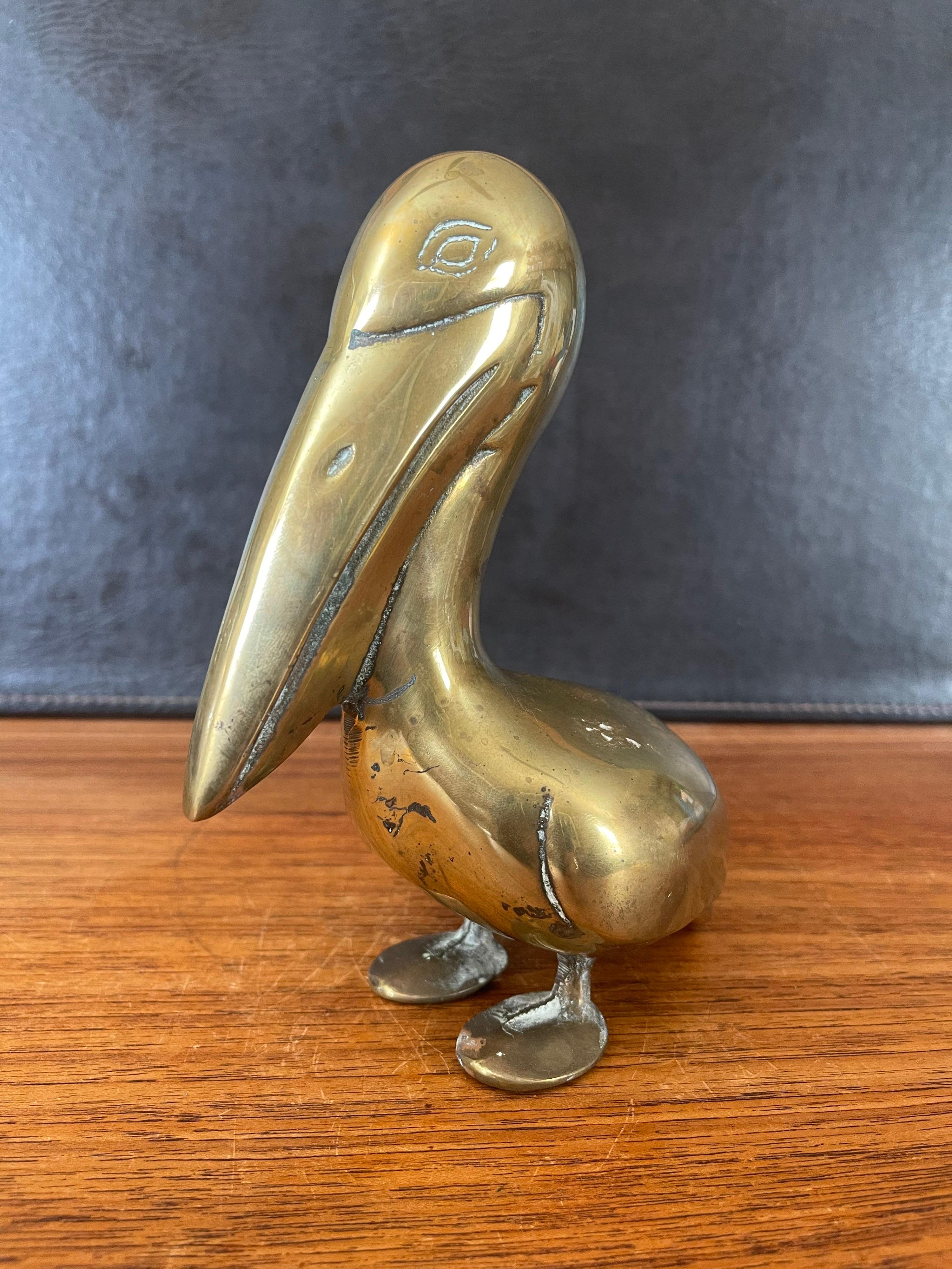 Hollywood Regency MCM Brass Pelican Sculpture