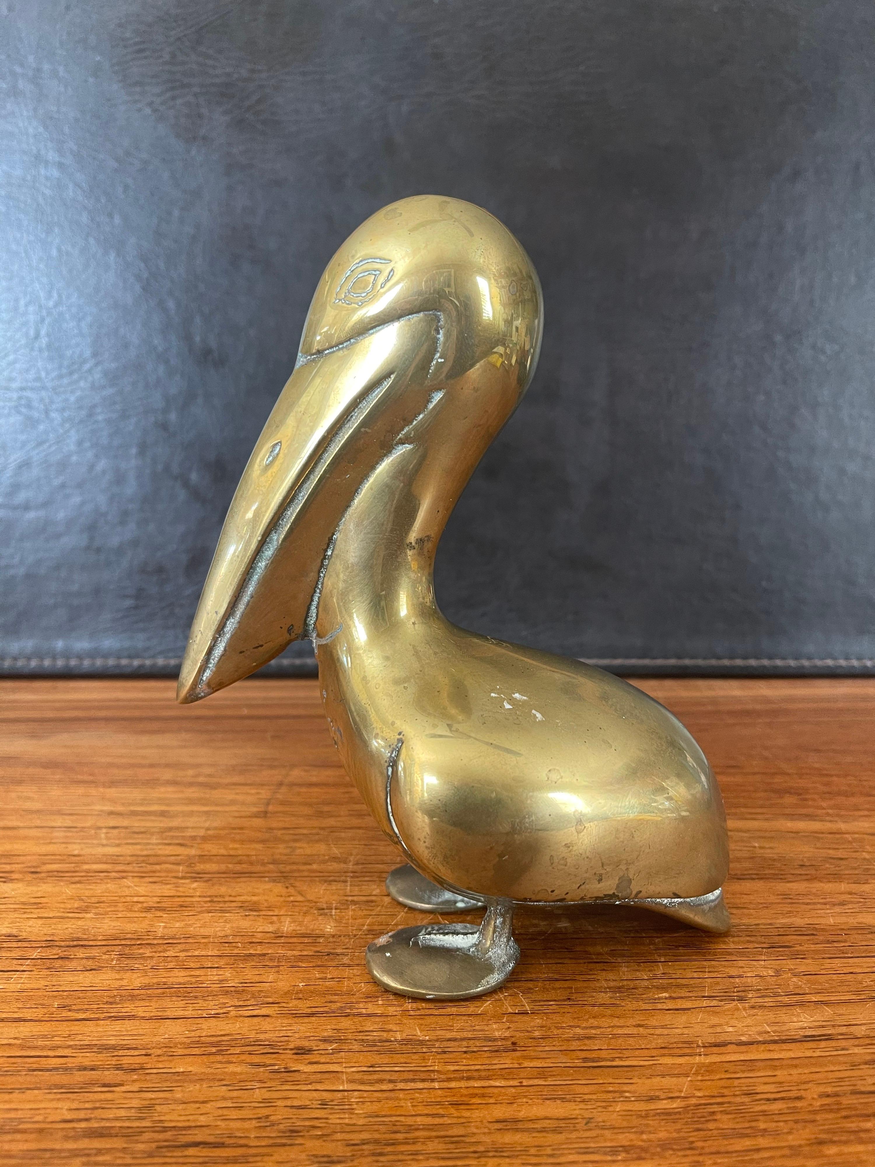20th Century MCM Brass Pelican Sculpture