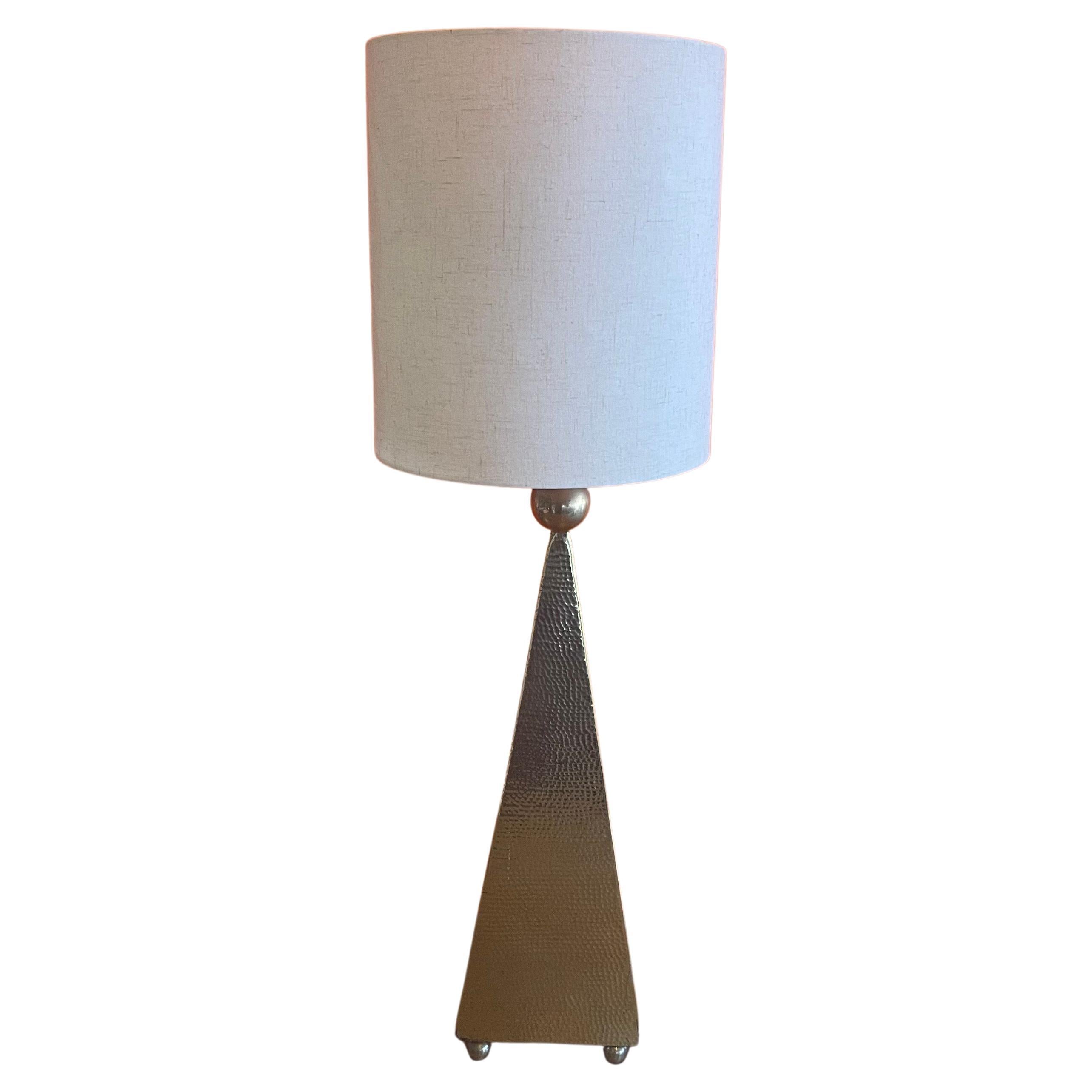 MCM Brass Pyramid Table Lamp For Sale at 1stDibs