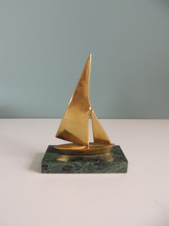 MCM Brass Sailing Boat on Green Marble
