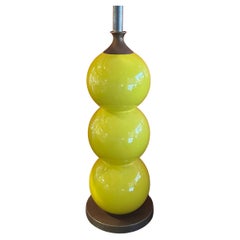 MCM Bright Yellow Glazed Ceramic "Ball" Table Lamp