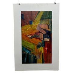 MCM Brilliant Abstract Bold Mixed Media Art Modern Vintage Firmato