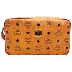 Vintage MCM Brown Cognac Monogram Visetos Cosmetic Toiletries Case 231204 Wallet