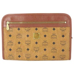 Vintage MCM Brown Cognac Monogram Visetos Zip Pouch Clutch 231206 Wallet