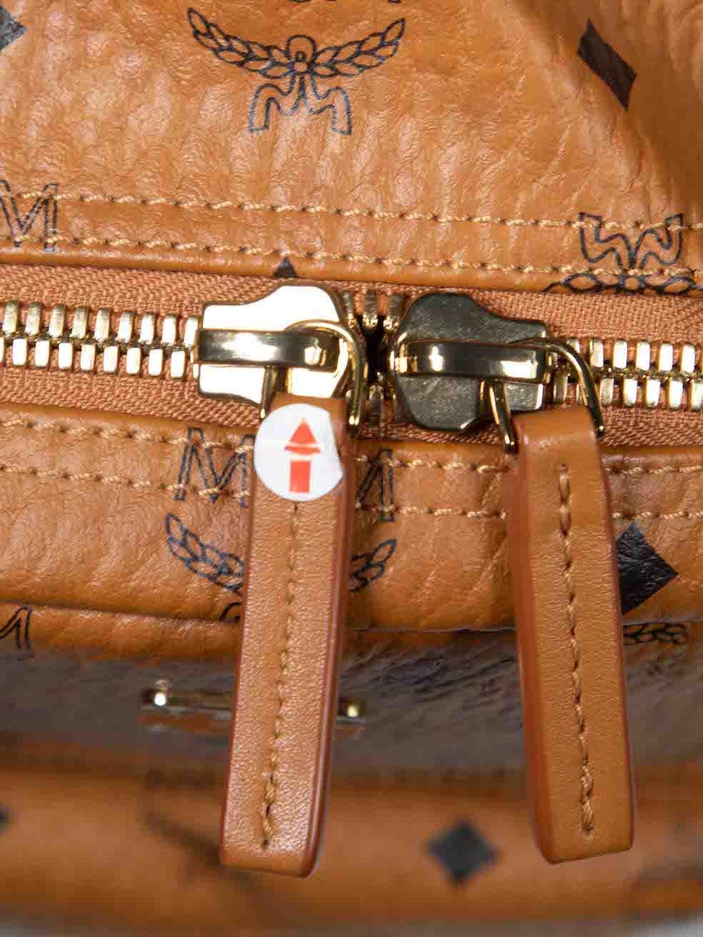 MCM Brown Leather Viseto Stark Side Studded Backpack For Sale 2
