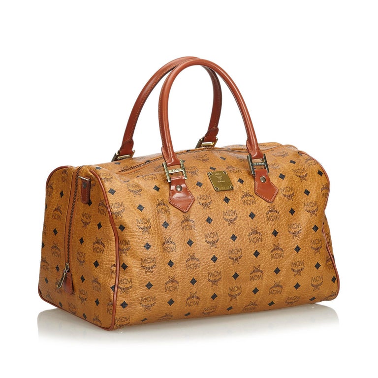 MCM Brown Visetos Leather Travel Bag For Sale at 1stdibs