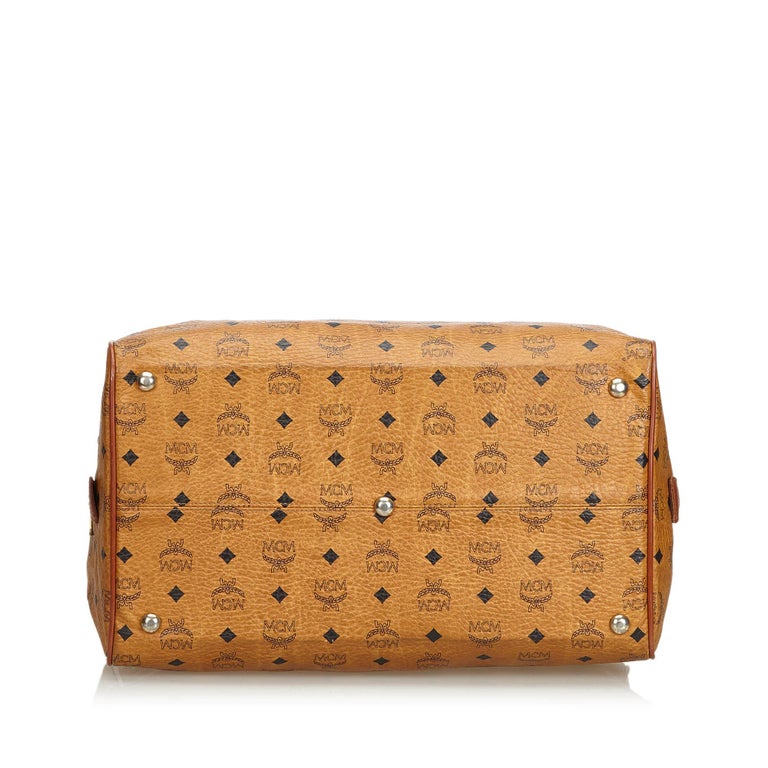MCM Brown Visetos Leather Travel Bag For Sale at 1stdibs