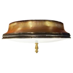 MCM Brushed Brass Hinkley Cambridge Medium Size Flush Mount Ceiling Light