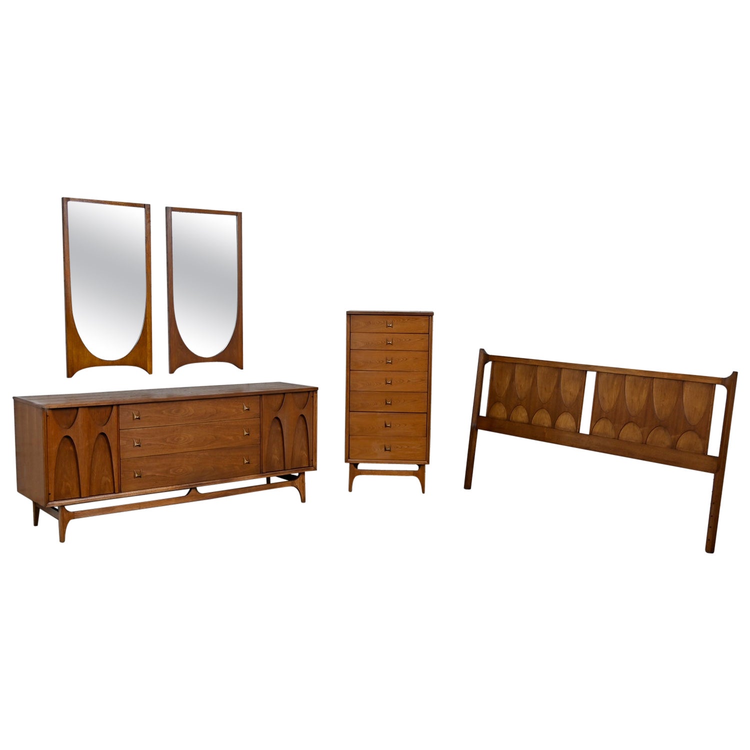 MCM Brutalist Brasilia Broyhill Premier Series 5 Piece Bedroom Set