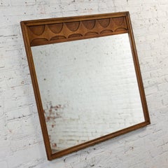 MCM Brutalist Broyhill Brasilia Premier Series 6130-05 Sculpted Walnut Mirror