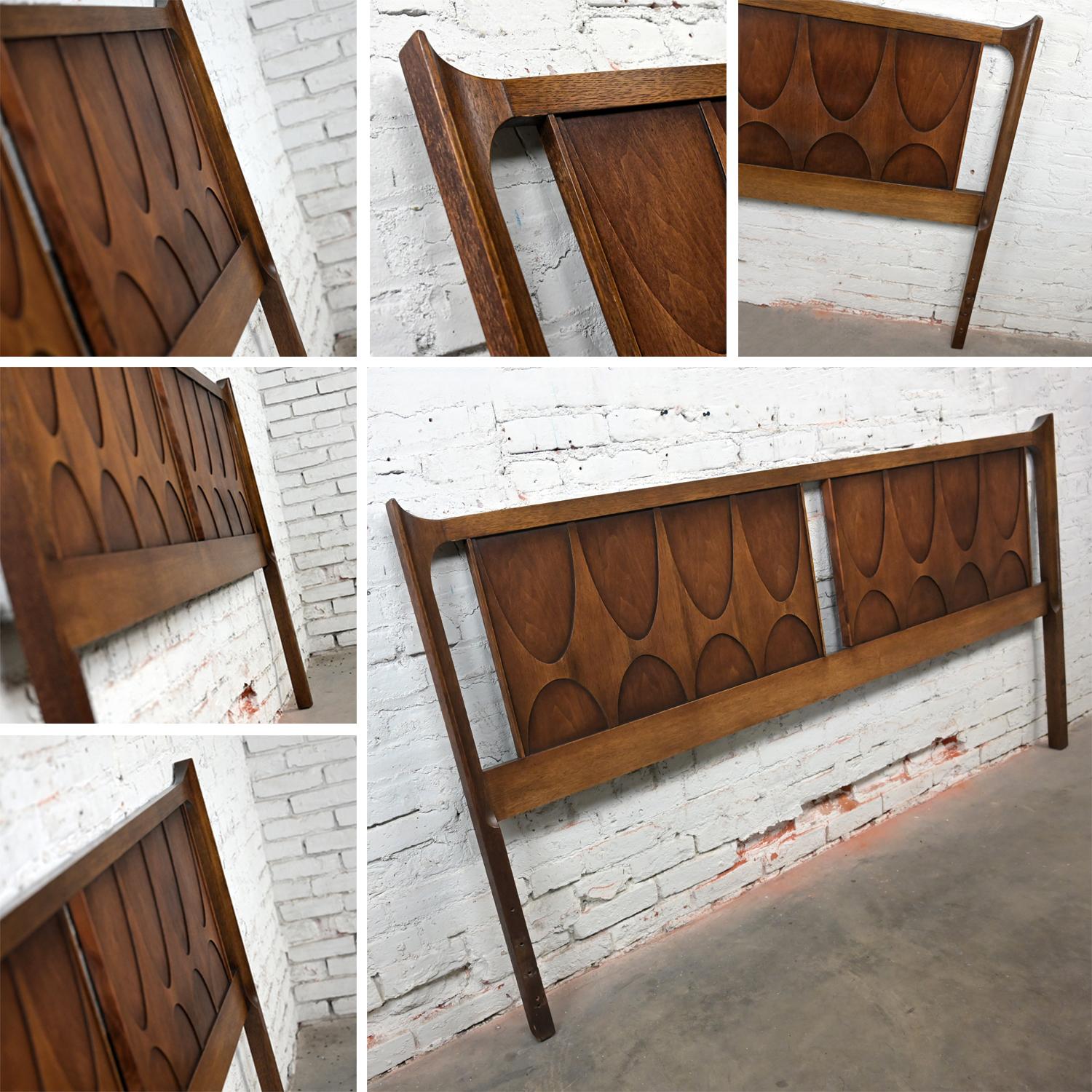 MCM Brutalist Broyhill Brasilia Premier Series 6130-59 Walnut King Headboard 5
