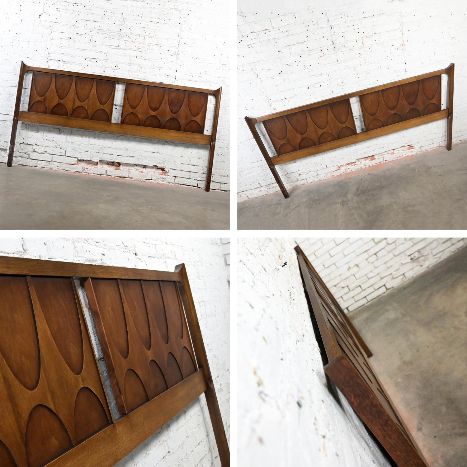MCM Brutalist Broyhill Brasilia Premier Series 6130-59 Walnut King Headboard 6