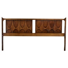 MCM Brutalist Broyhill Brasilia Premier Series 6130-59 Walnut King Headboard