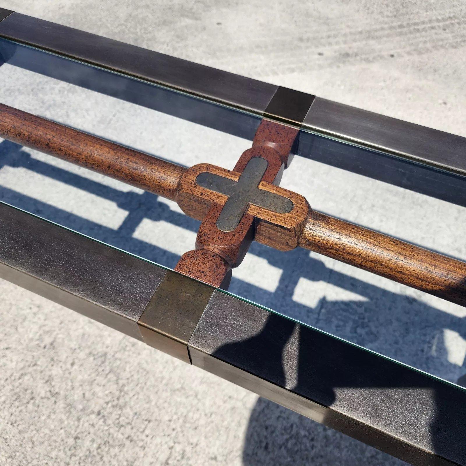 MCM Brutalist Console Sofa Table 1960s In Good Condition For Sale In Lake Worth, FL
