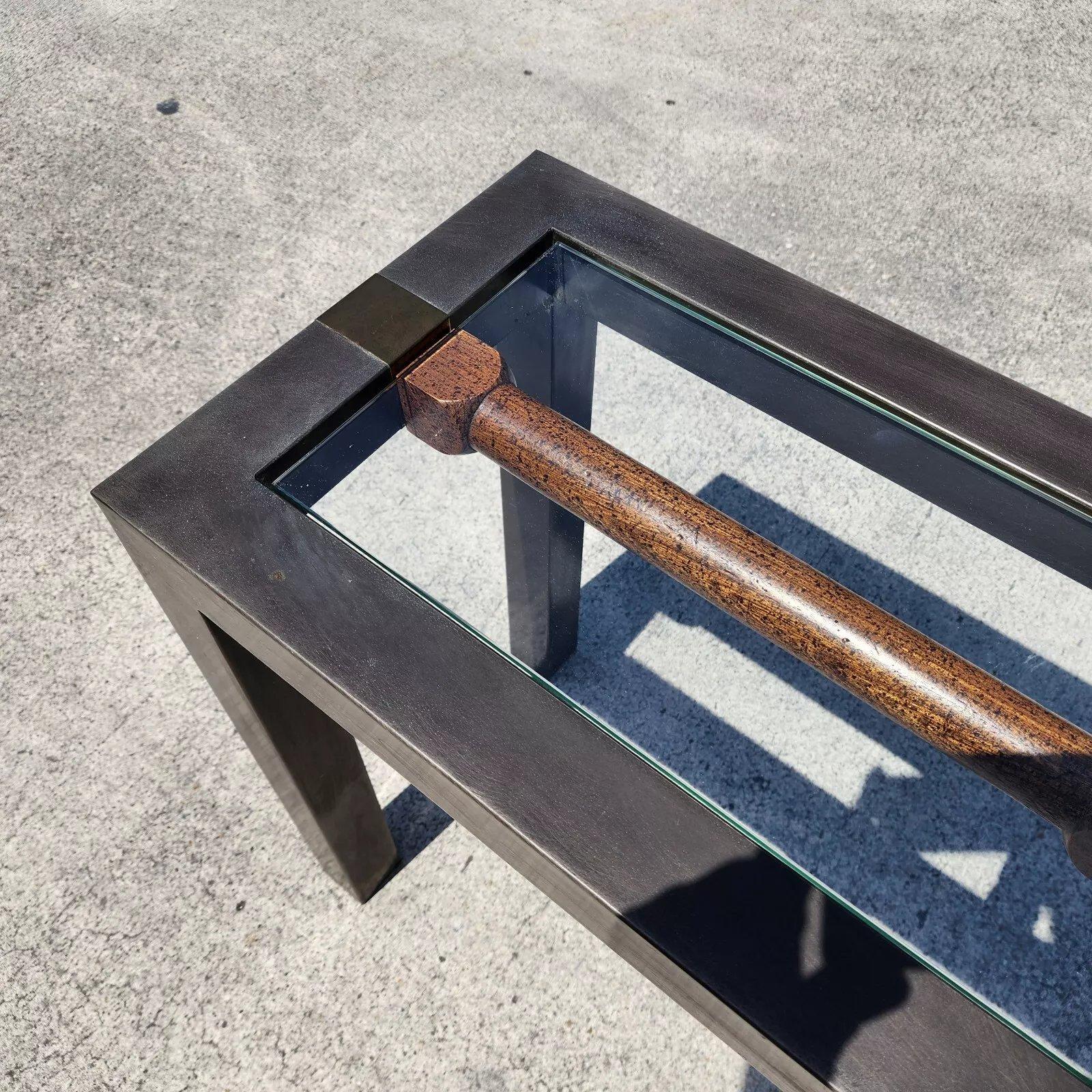 Brass MCM Brutalist Console Sofa Table 1960s For Sale