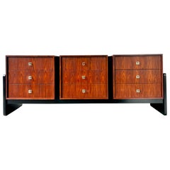 Commode ou crédence MCM Brutaliste en bois de rose et ébène