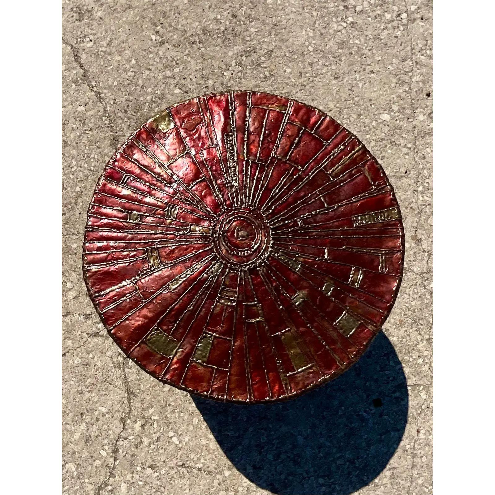 MCM Brutalist Roy Butler Artisan Made Copper Sculpture Coffee Table In Good Condition In West Palm Beach, FL