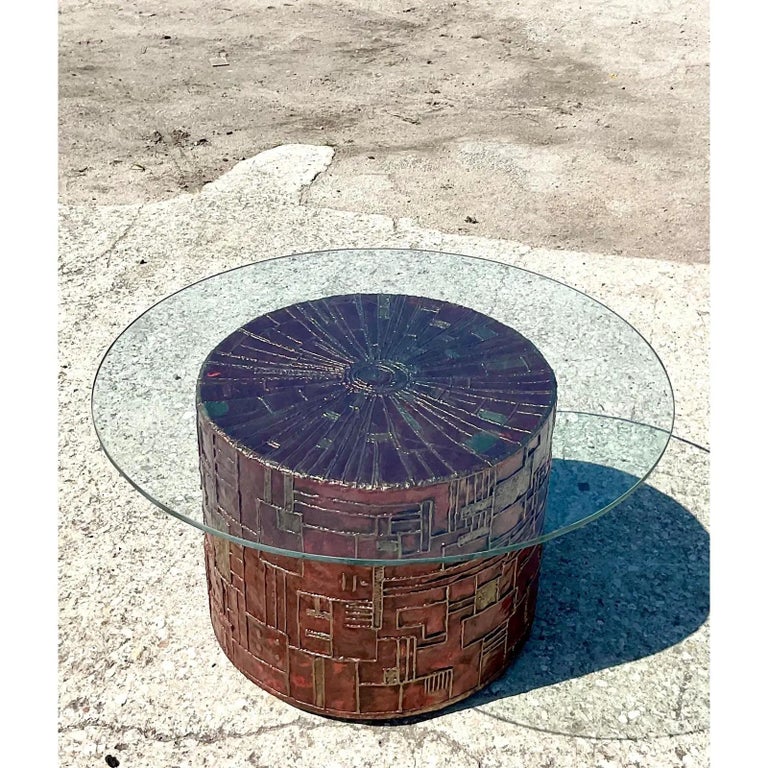 MCM Brutalist Roy Butler Artisan Made Copper Sculpture Coffee Table For ...