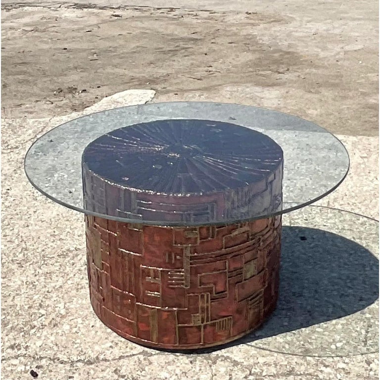MCM Brutalist Roy Butler Artisan Made Copper Sculpture Coffee Table For ...