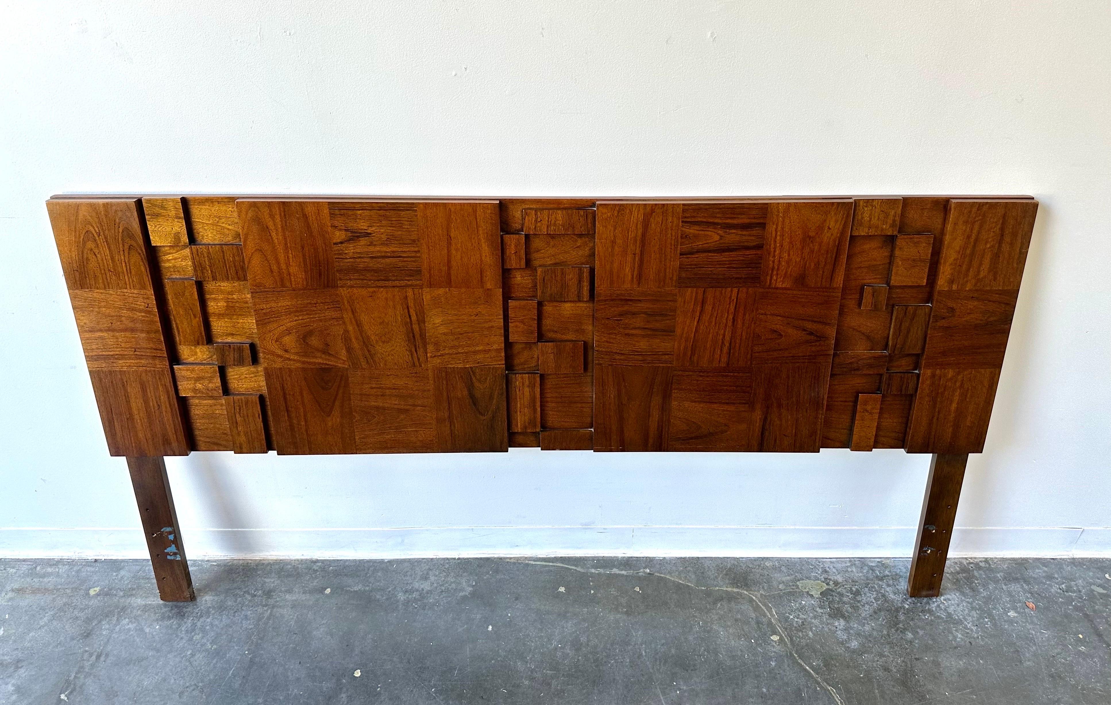 Woodwork MCM Brutalist style lane staccato king size headboard 