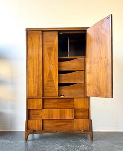 MCM Brutalist  vintage walnut gentlemen’s chest highboy