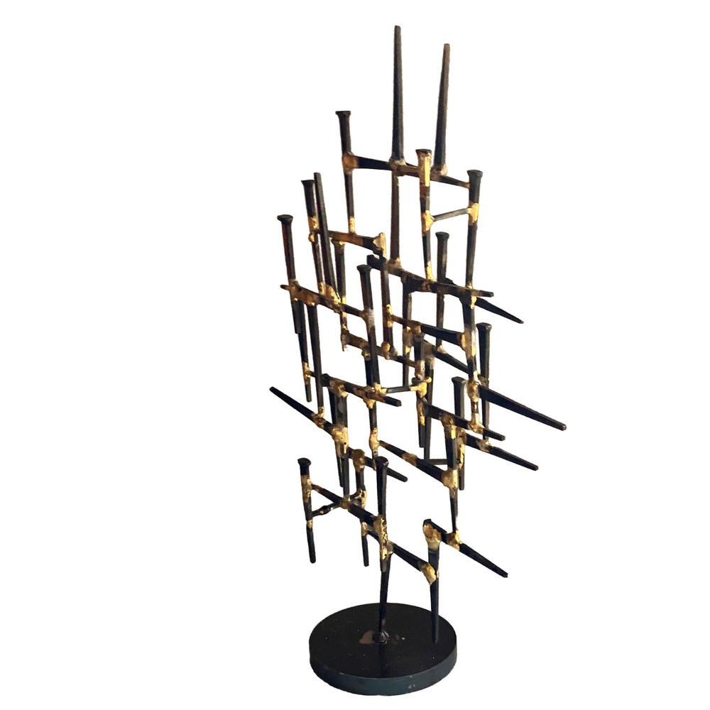 Mid-Century Modern MCM  Brutalist Welded Nail Sculpture Jewlery Stand  For Sale