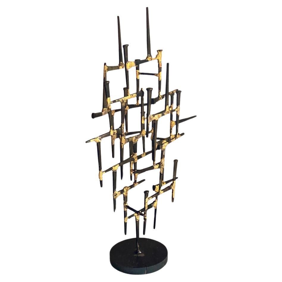 MCM  Brutalist Welded Nail Sculpture Jewlery Stand  For Sale