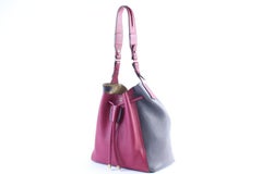 MCM Bucket Milla Bicolor Drawstring 3mr0424 Gray and Raspberry Leather Hobo Bag