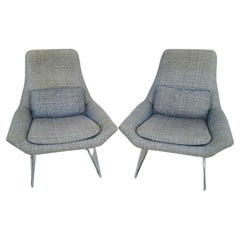 MCM Bucket Style Chrome Lounge Chairs, a Pair