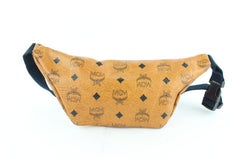 MCM Bum Cognac Visets Waist Pouch Fanny Pack 233144 Brown CanvasCross Body Bag