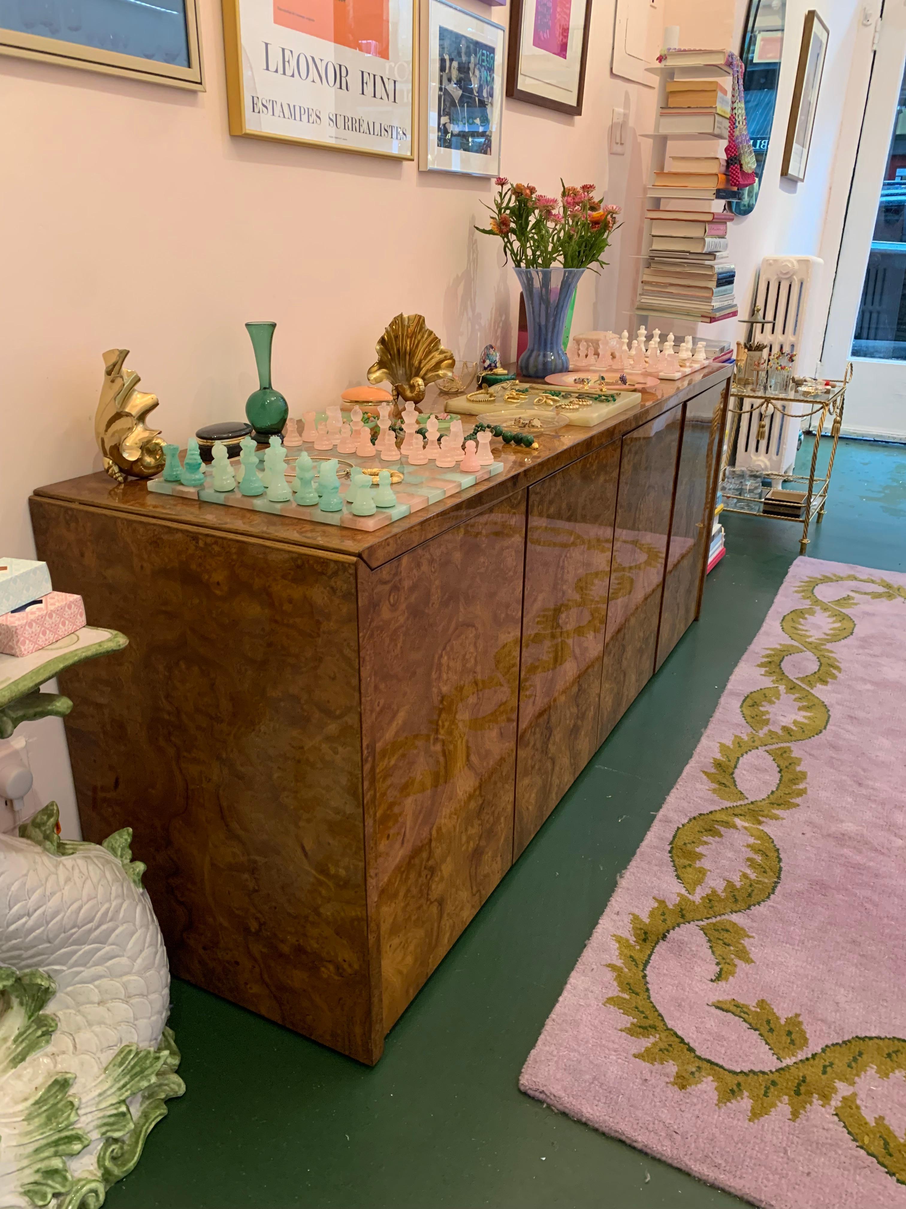 Mid-Century Modern MCM Burlwood Buffet Sideboard For Sale