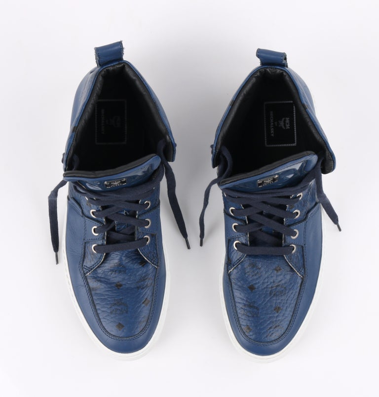 MCM by MICHALSKY A/W 2012 "Urban Nomad II" Blue Monogram Leather Hi Top  Sneaker at 1stDibs