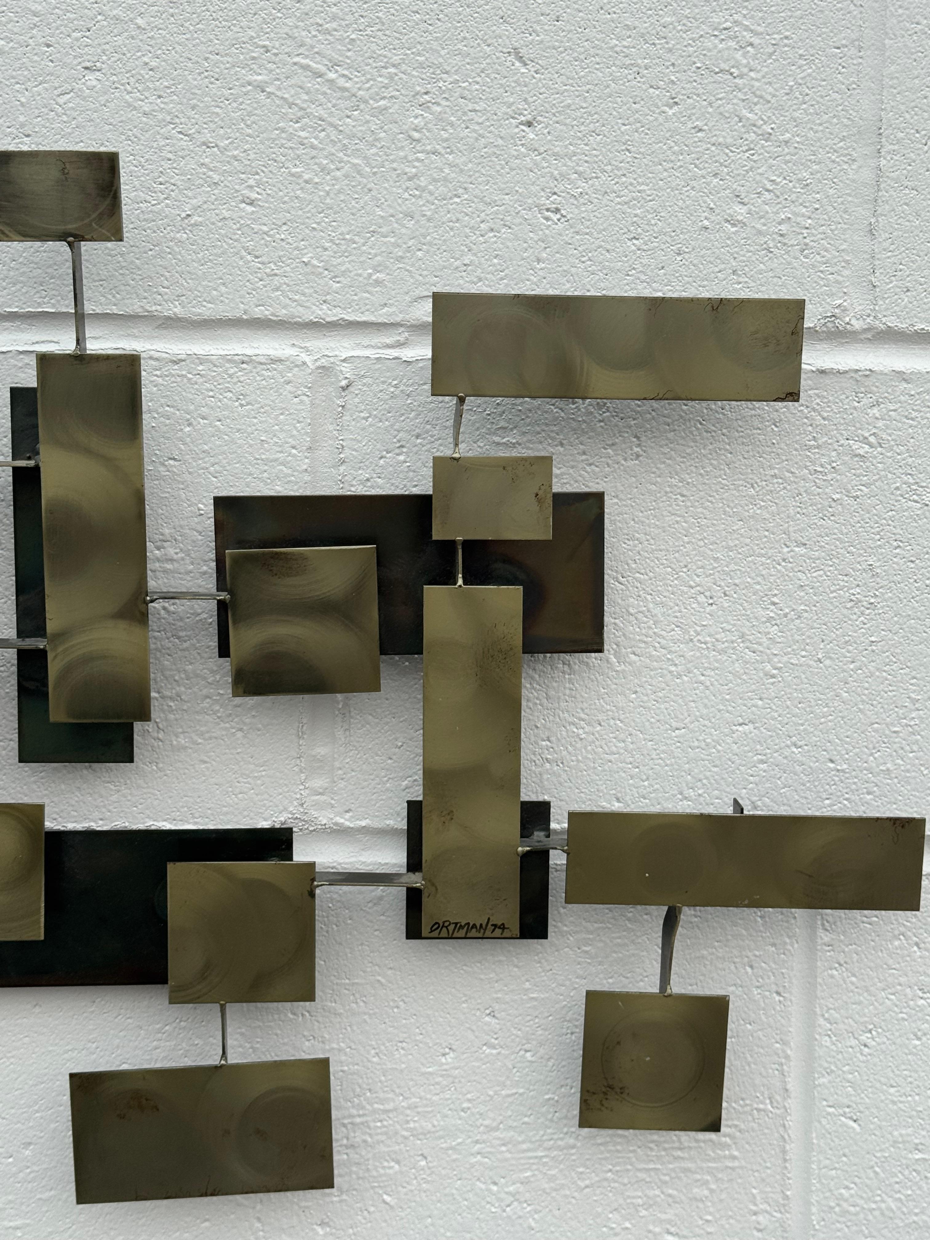 MCM Artista californiano J. Gaylord Ortman 1974 Scultura in metallo modernista brutale in vendita 2