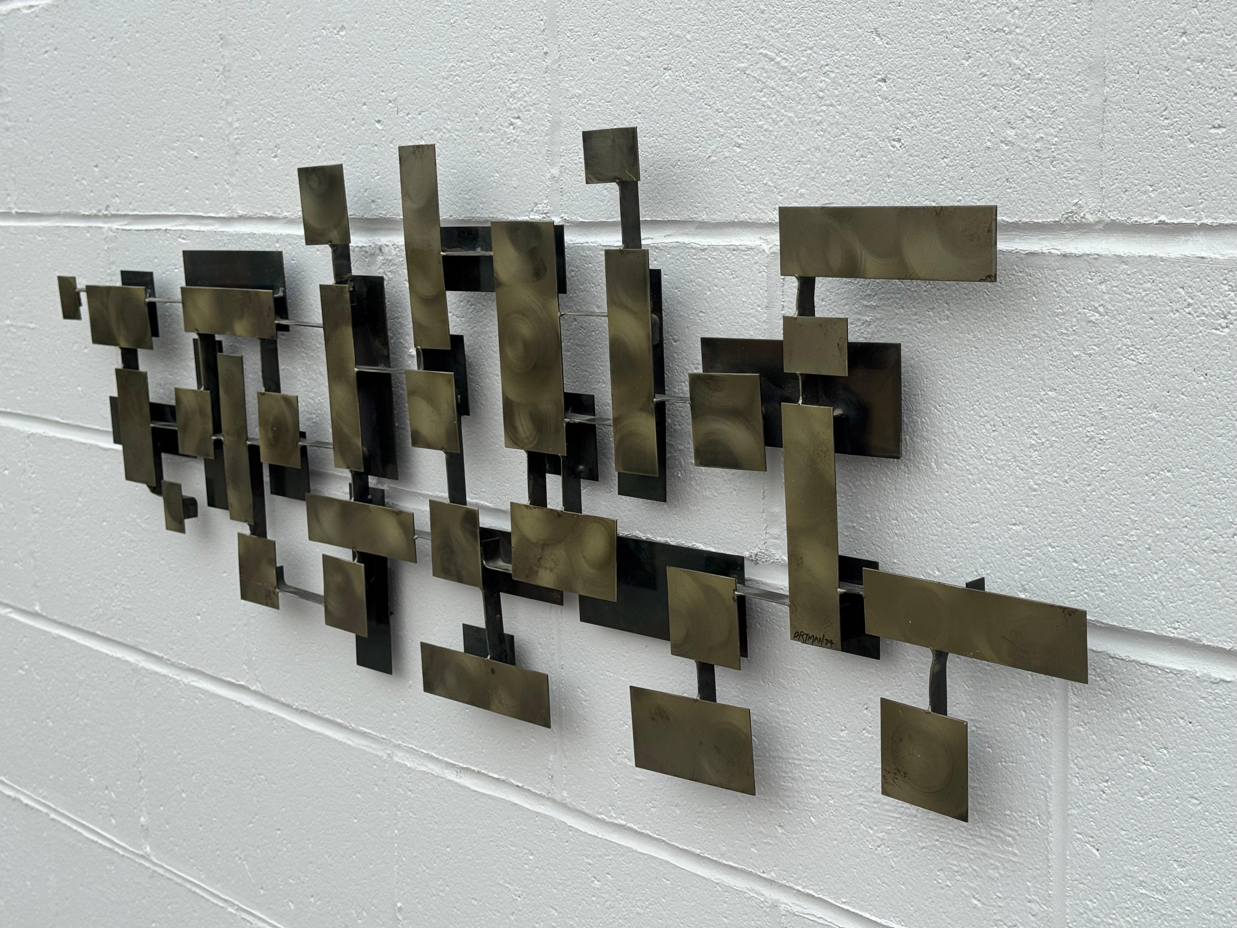 MCM Artista californiano J. Gaylord Ortman 1974 Scultura in metallo modernista brutale in vendita 6