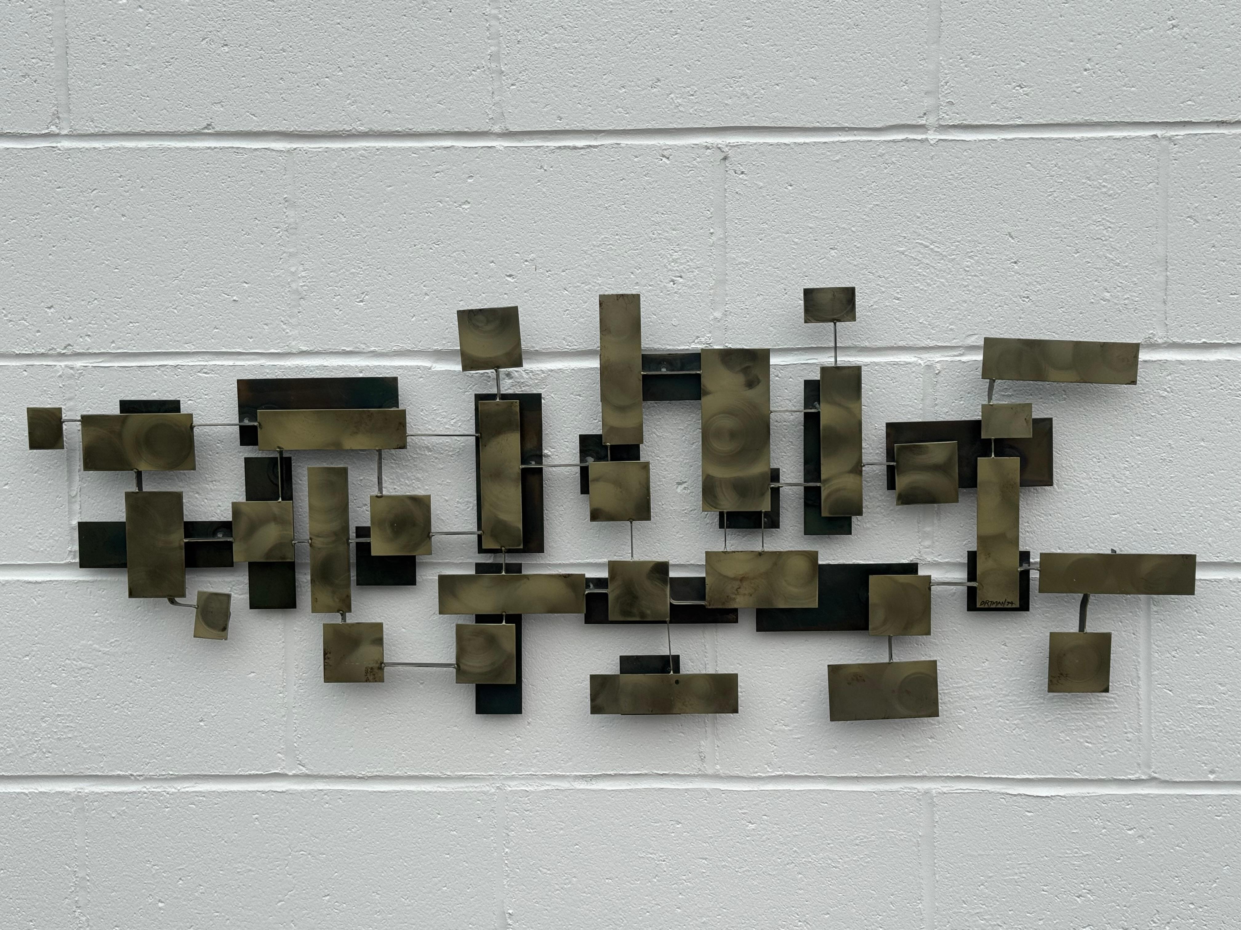 Americano MCM Artista californiano J. Gaylord Ortman 1974 Scultura in metallo modernista brutale in vendita