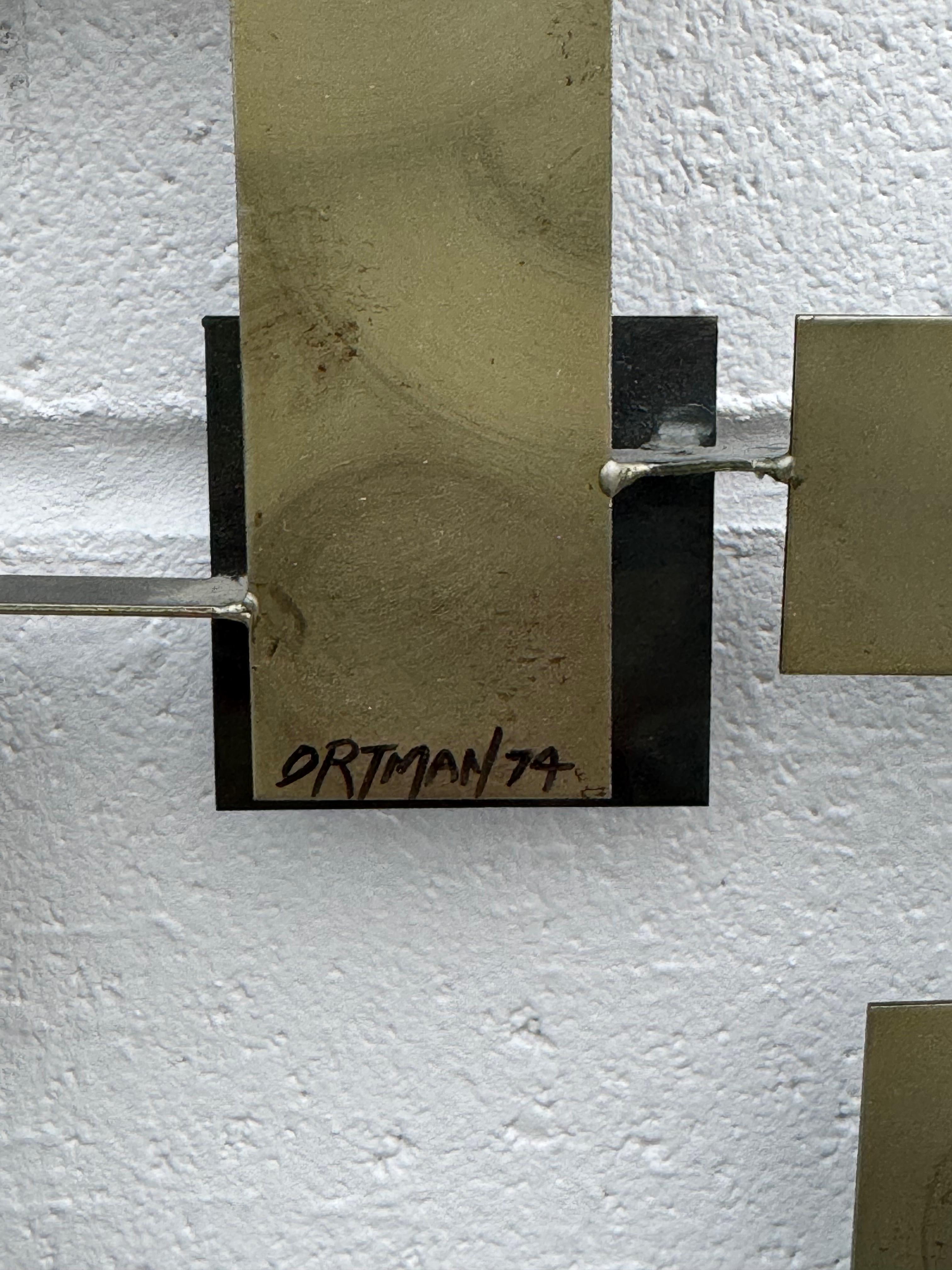 Saldato MCM Artista californiano J. Gaylord Ortman 1974 Scultura in metallo modernista brutale in vendita