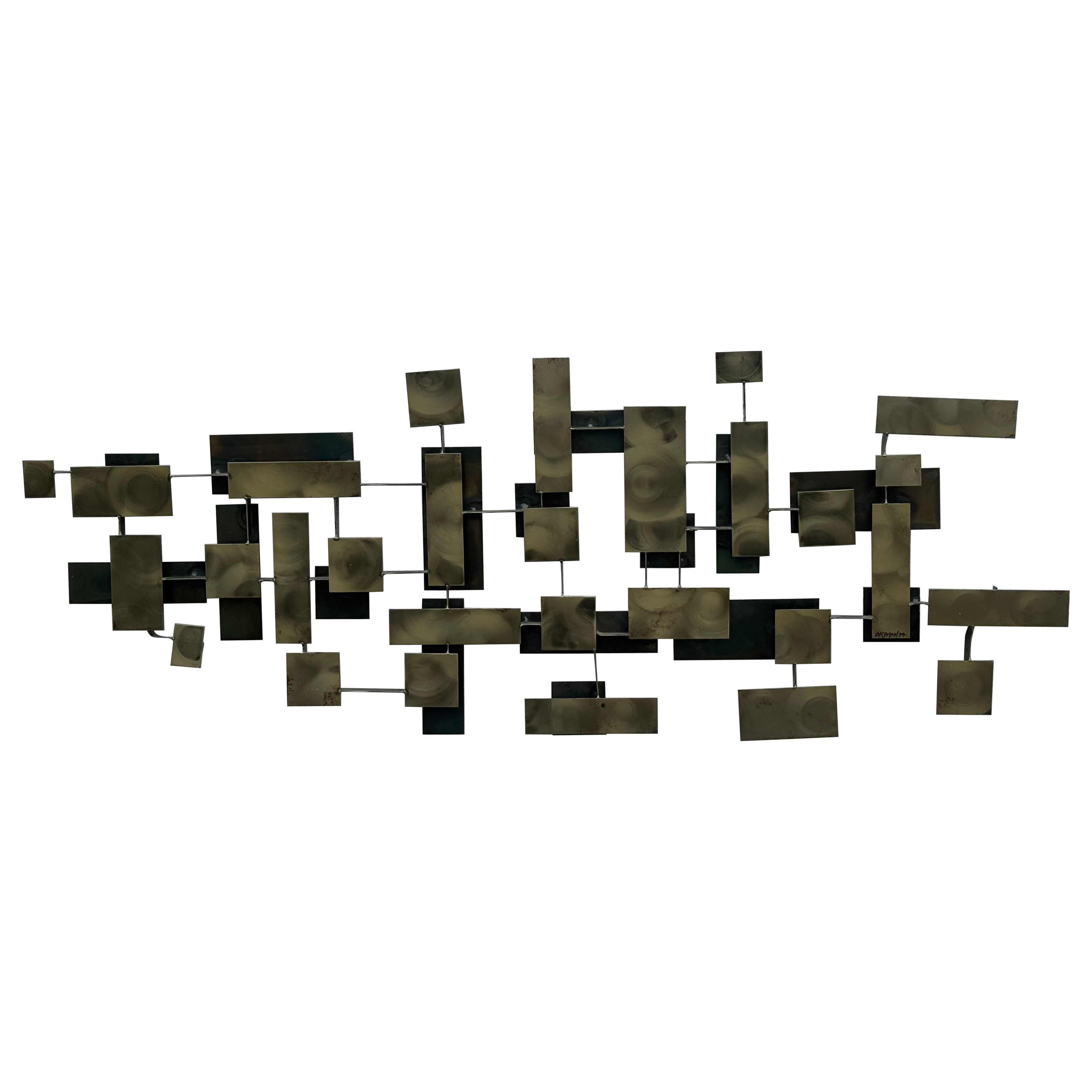 MCM California Artist J. Gaylord Ortman 1974 Brutalist Modernist Metal Sculpture