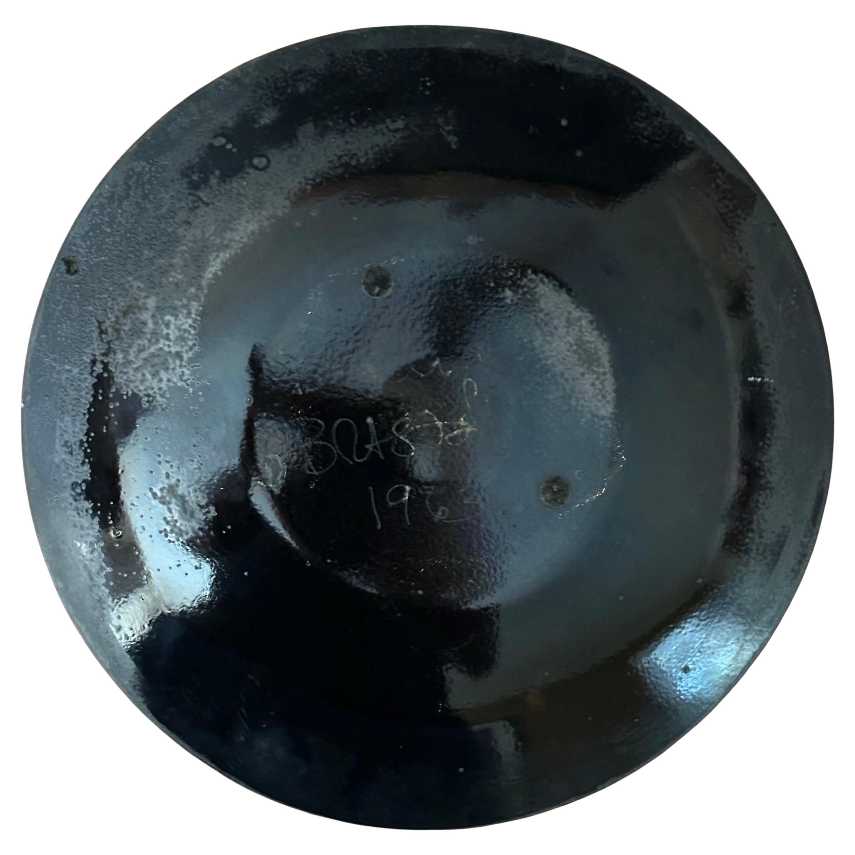 Mid-Century moderno Ciotola a basso profilo in smalto Sunburst di MCM California di Sascha Brastoff in vendita