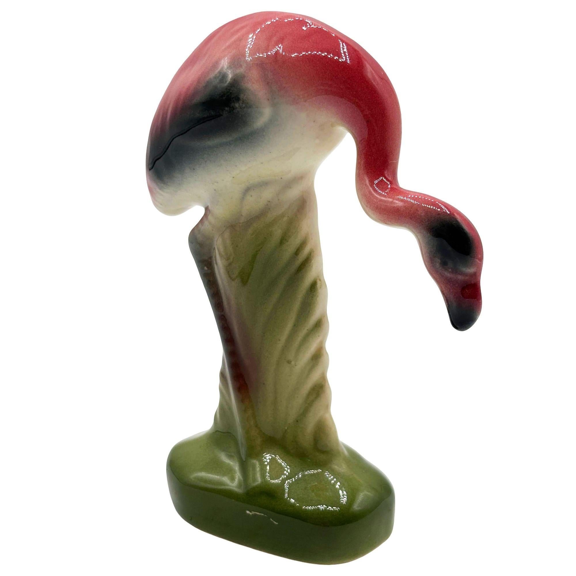 MCM California Pottery Keramik Flamingo Figurensatz mit tropischem Teich Tablett im Angebot 7