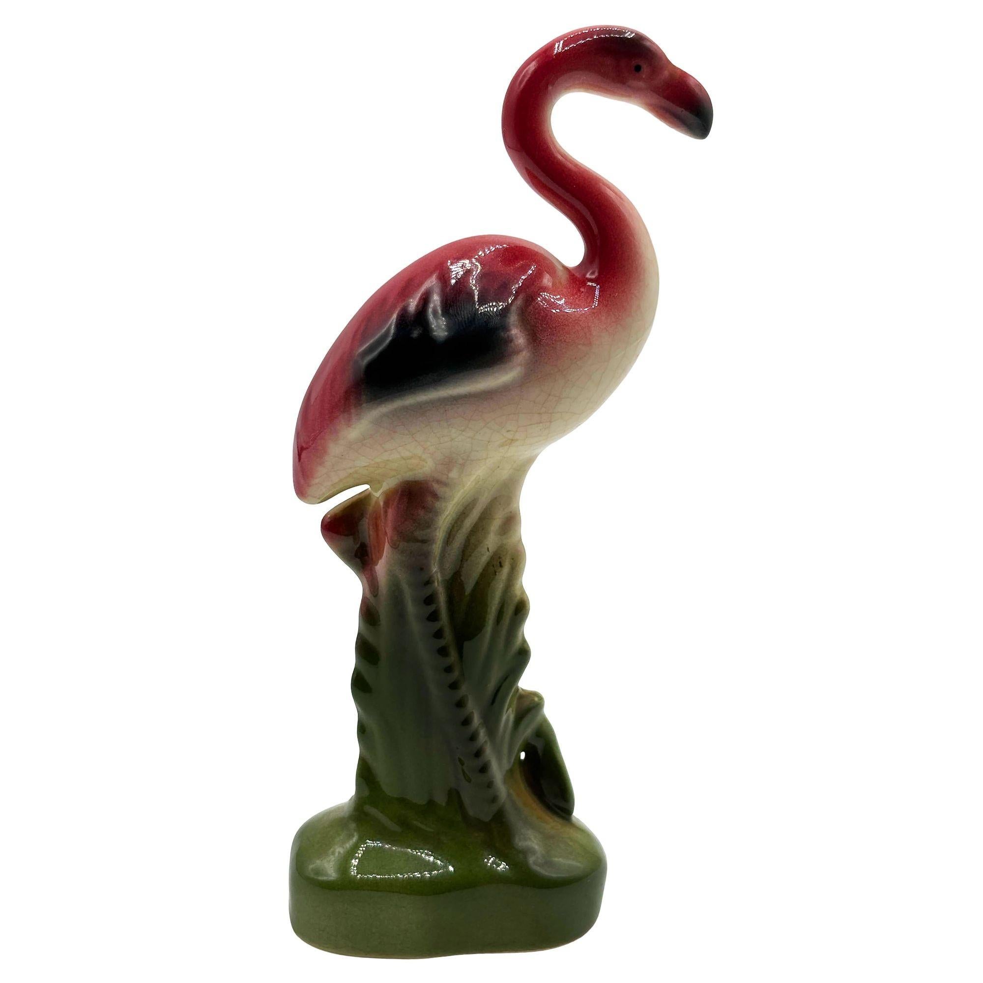 MCM California Pottery Keramik Flamingo Figurensatz mit tropischem Teich Tablett im Angebot 10