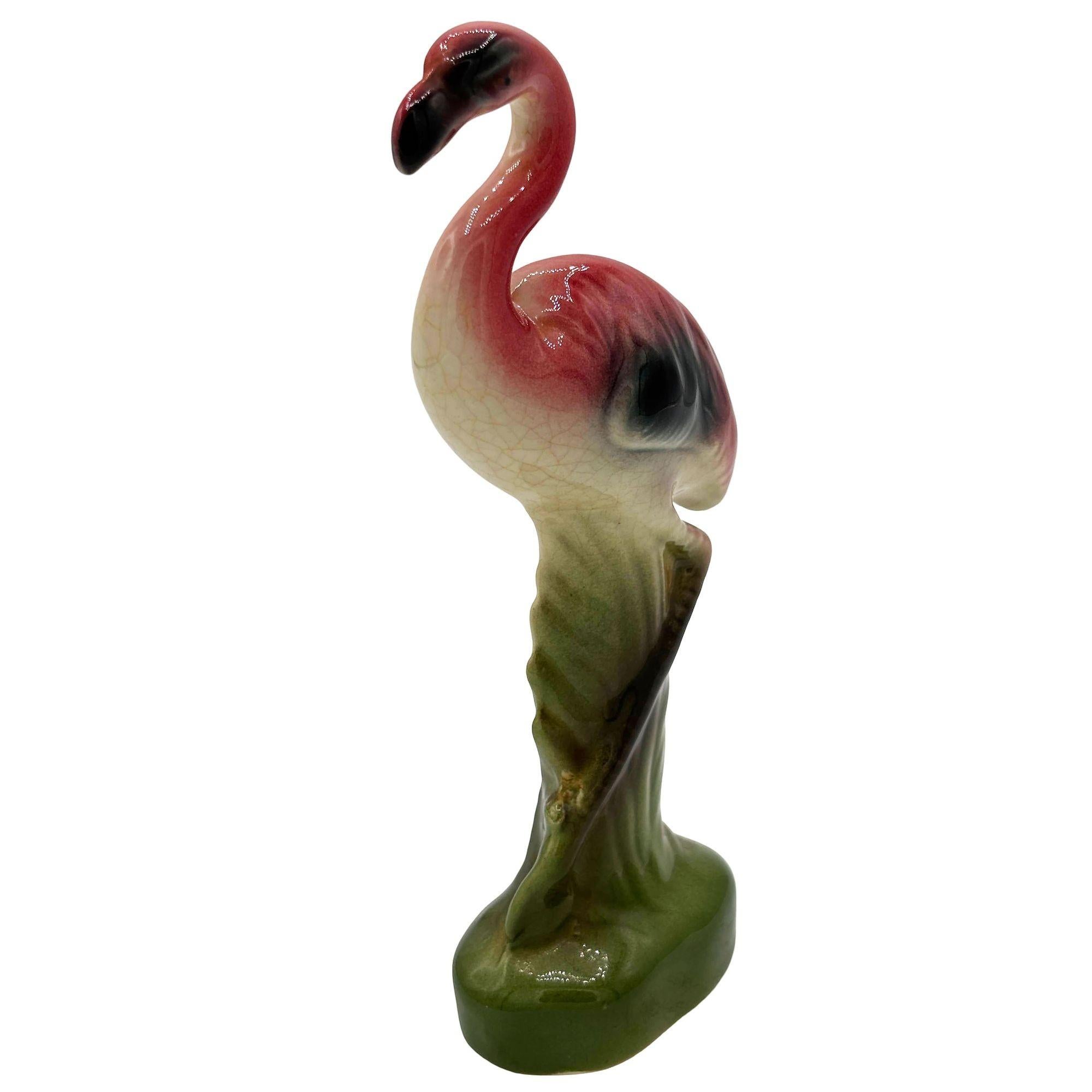 MCM California Pottery Keramik Flamingo Figurensatz mit tropischem Teich Tablett im Angebot 11